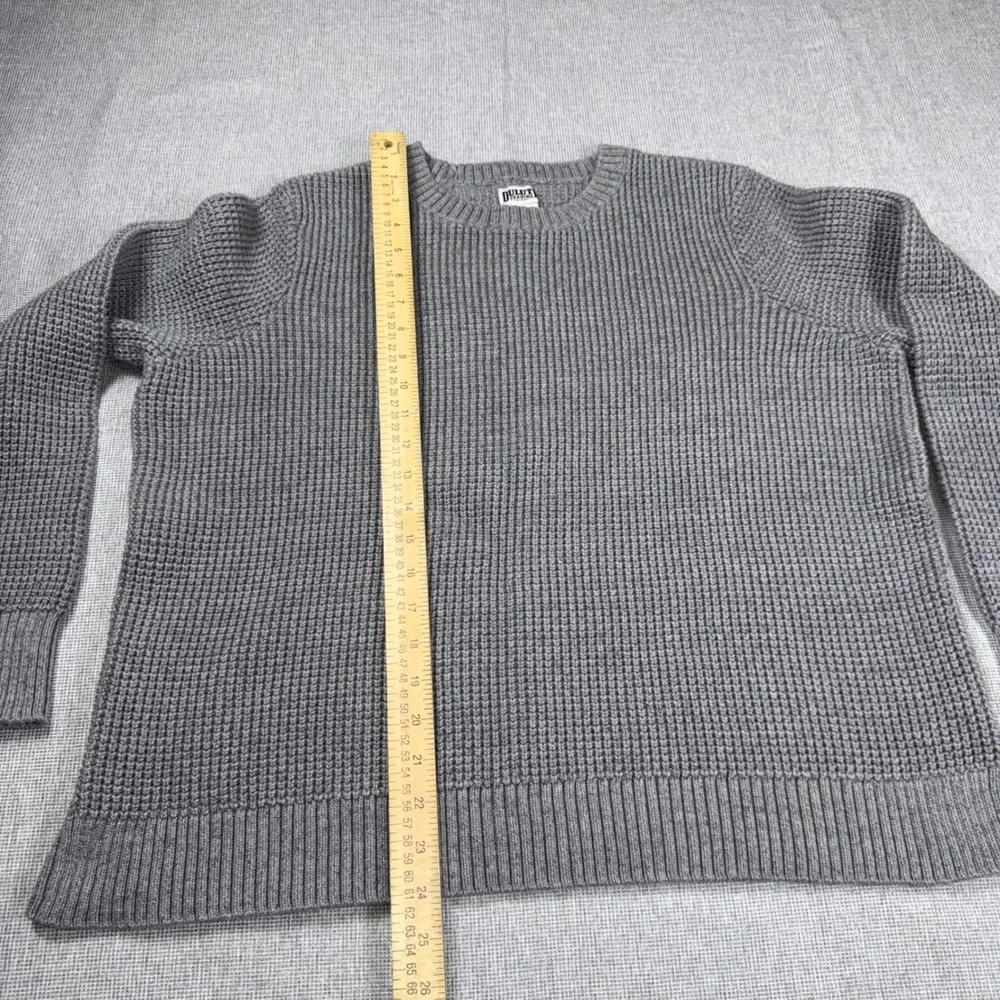 Duluth Trading Co Mens XXL Gray Waffle Knit Cotton Blend Crewneck Sweater